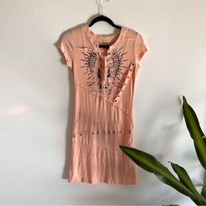 Y2K European Style Light Pink Lace Dress – Soft & Flowy